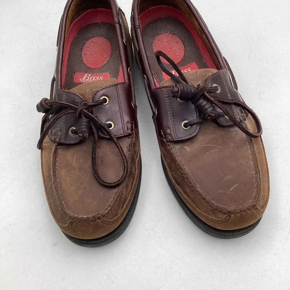 Bass Harry‎ II Mens 10.5 M Brown Leather Boat Shoes Loafers 1670-230 Deck Shoes